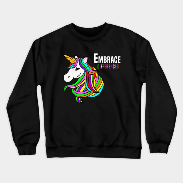 Embrace Differences Crewneck Sweatshirt by Color Fluffy